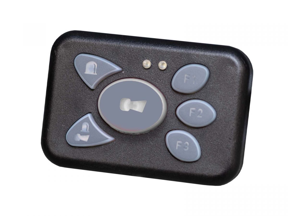 BT-210 Mini Control Unit Unlit Angle View with Grey Buttons