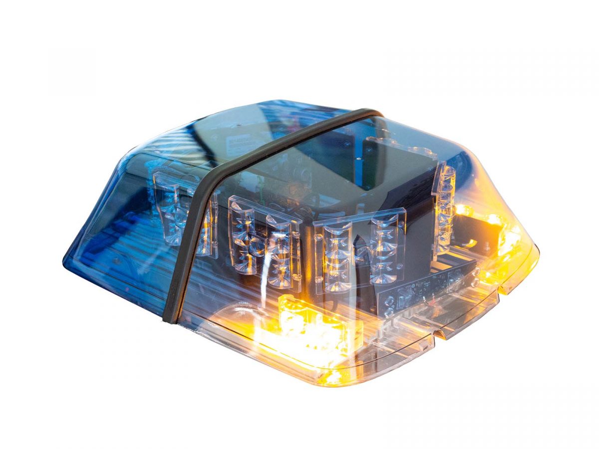 Z2 Mini Micro Beacon Blue and Amber Lit Angle View