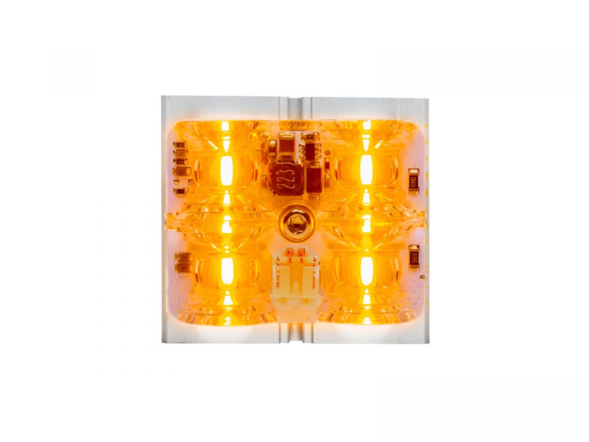L51 4-LED 46×42 Amber Flare Lit Front View