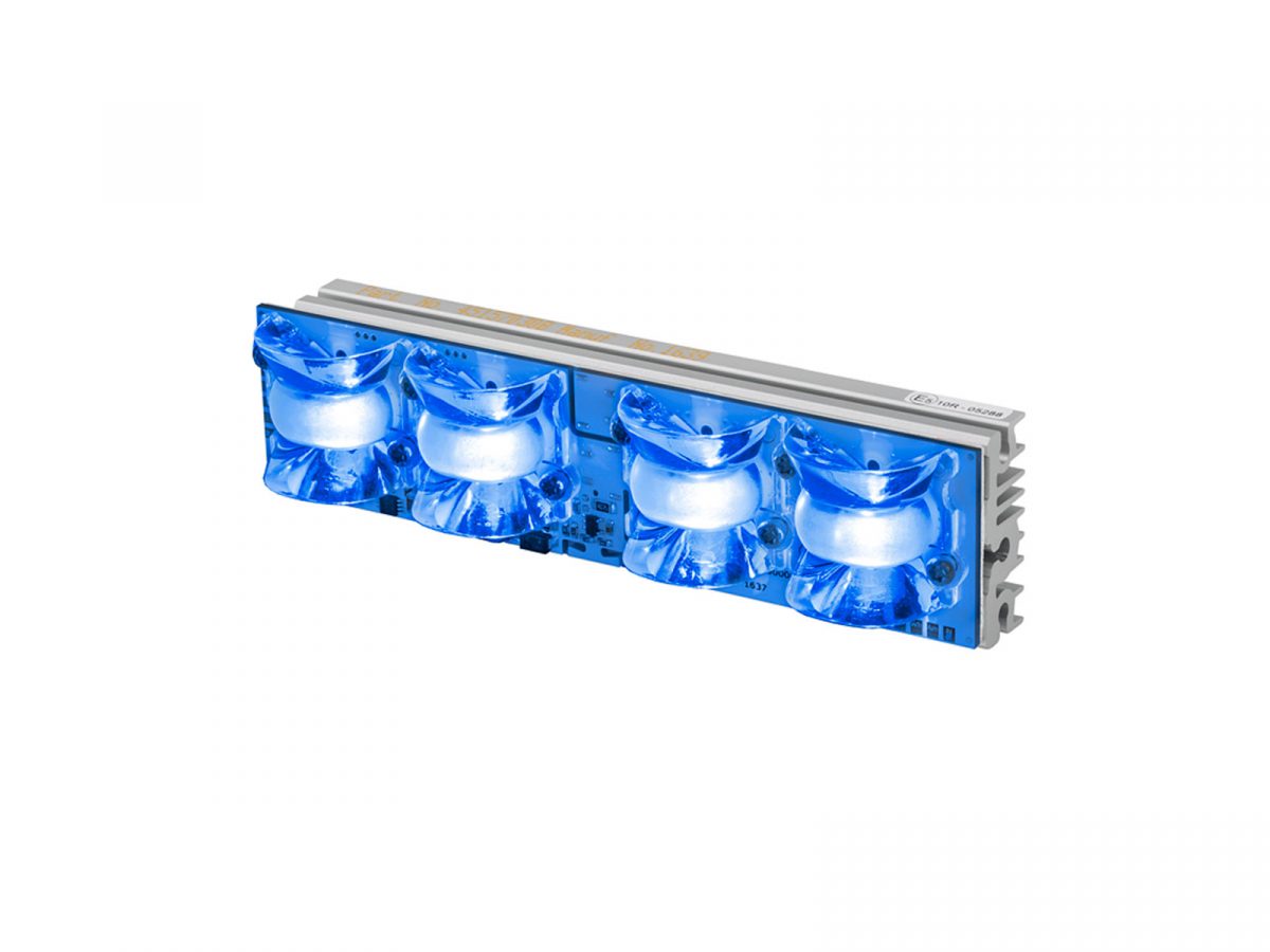 L51 2+2-LED 118×31 Blue Flare Lit Angle View