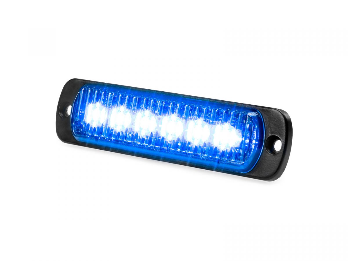 L52 Lamp Blue with Tinted Lens Horizontal Lit Angle View