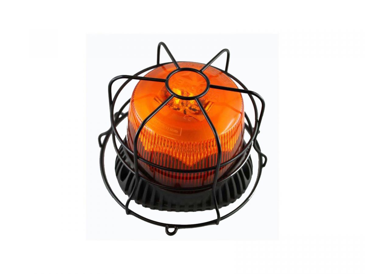 Gyroled M80 LED Beacon Amber Unlit with Protection Grid