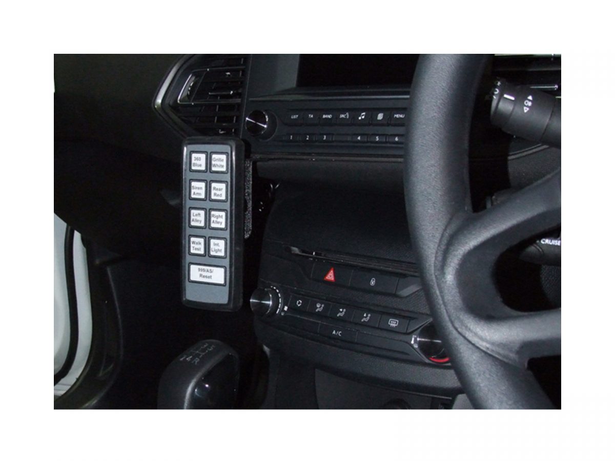 Midi Control System - 12-Way Control Unit & 9 Button Handset In Situ Mounted on Dashboard