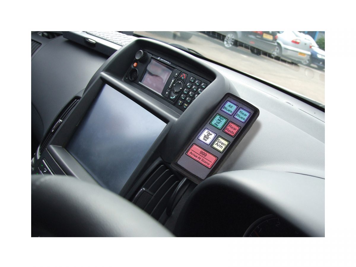 Mini Control System - 6-Way Control Unit & 7 Button Handset In Situ Mounted on Dashboard