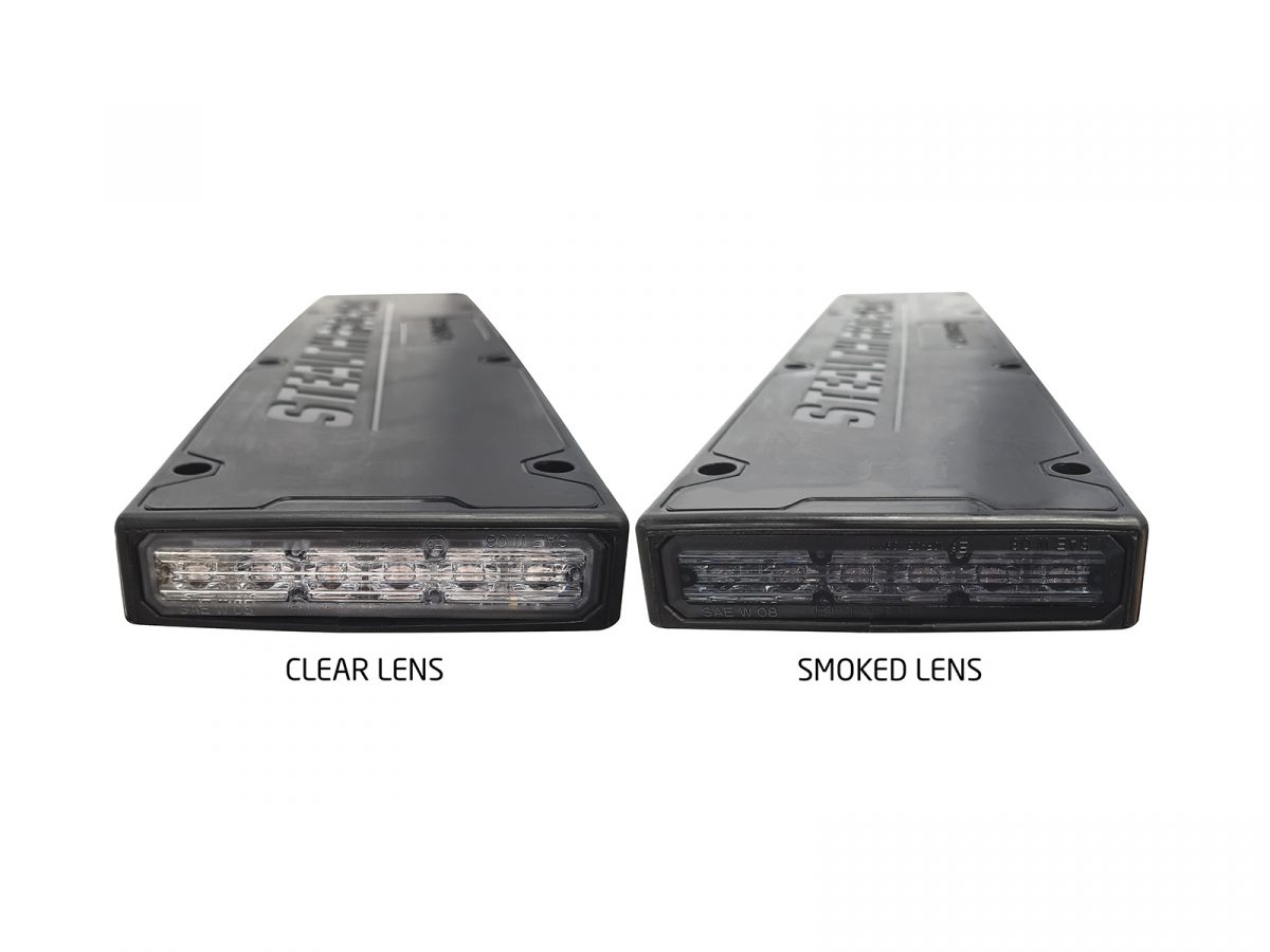 Stealth Reg Plate - Flexible Body Smoked and Clear Lens Comparison Side by Side