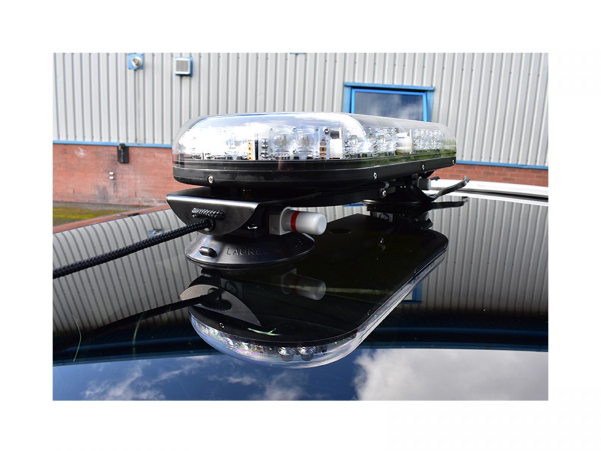 Trail Blazer 2 LED Mini Lightbar Clear Unlit Angle View In Situ on Black Car Roof