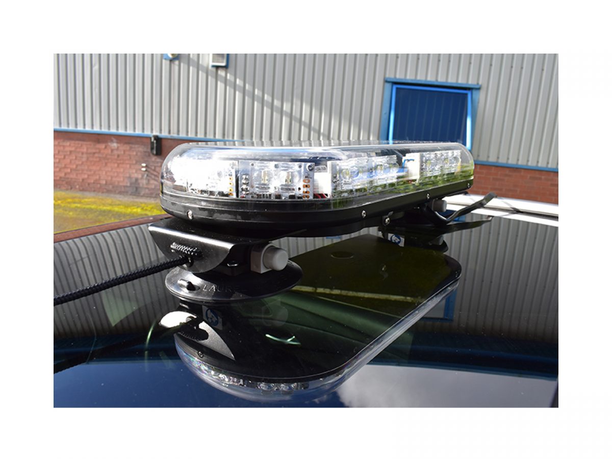 Trail Blazer 2 LED Mini Lightbar Clear Angle View Unlit In Situ on Black Car Roof 2