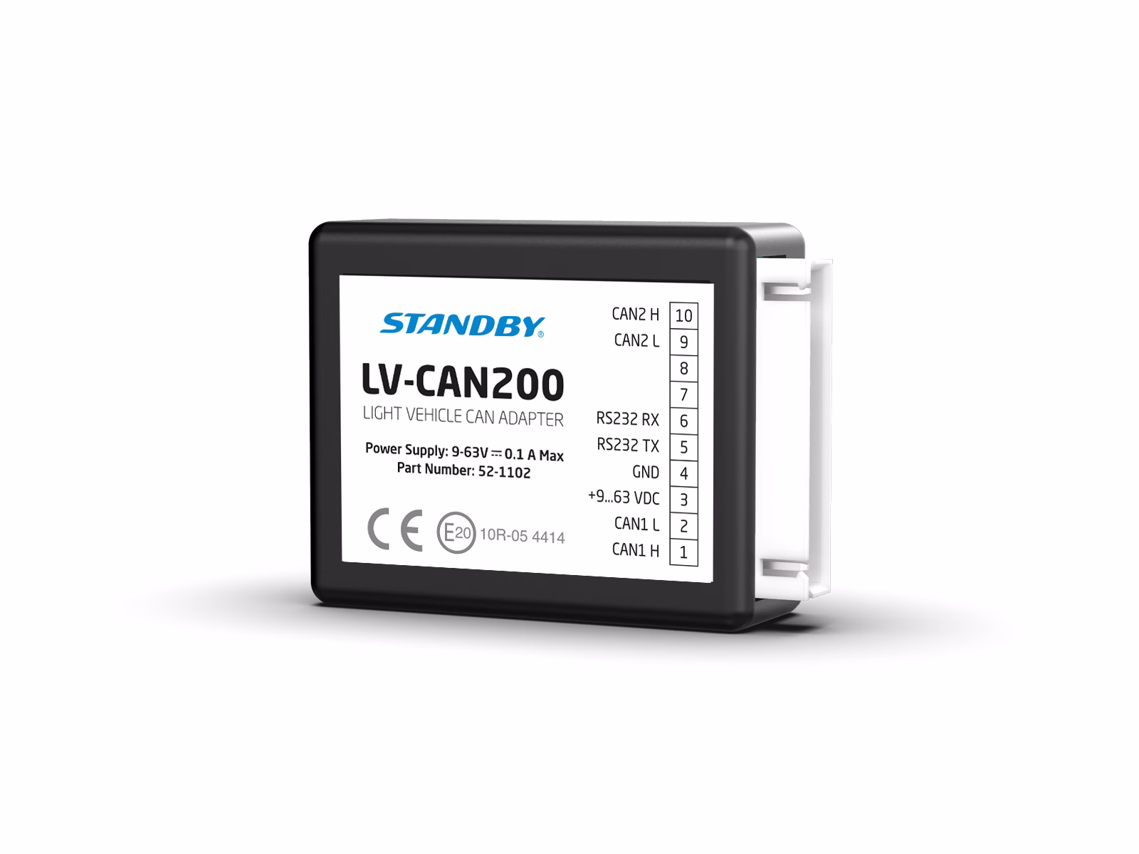 FleetMotus LV-CAN200 device front angle view with shadow underneath