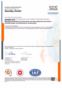 ISO 45001 Zertifizierung Standby