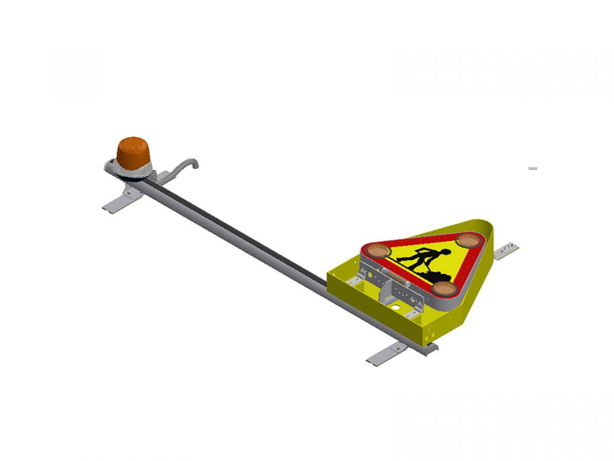 Barre de signalisation ECLAIR avec triangle à relevage électrique et 1 gyrophare orange