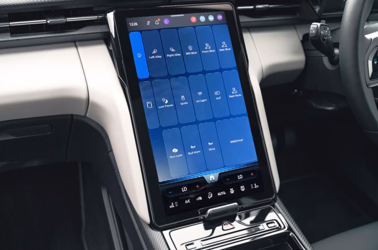 UniScreen shown on Electric Ford Explorer infotainment screen