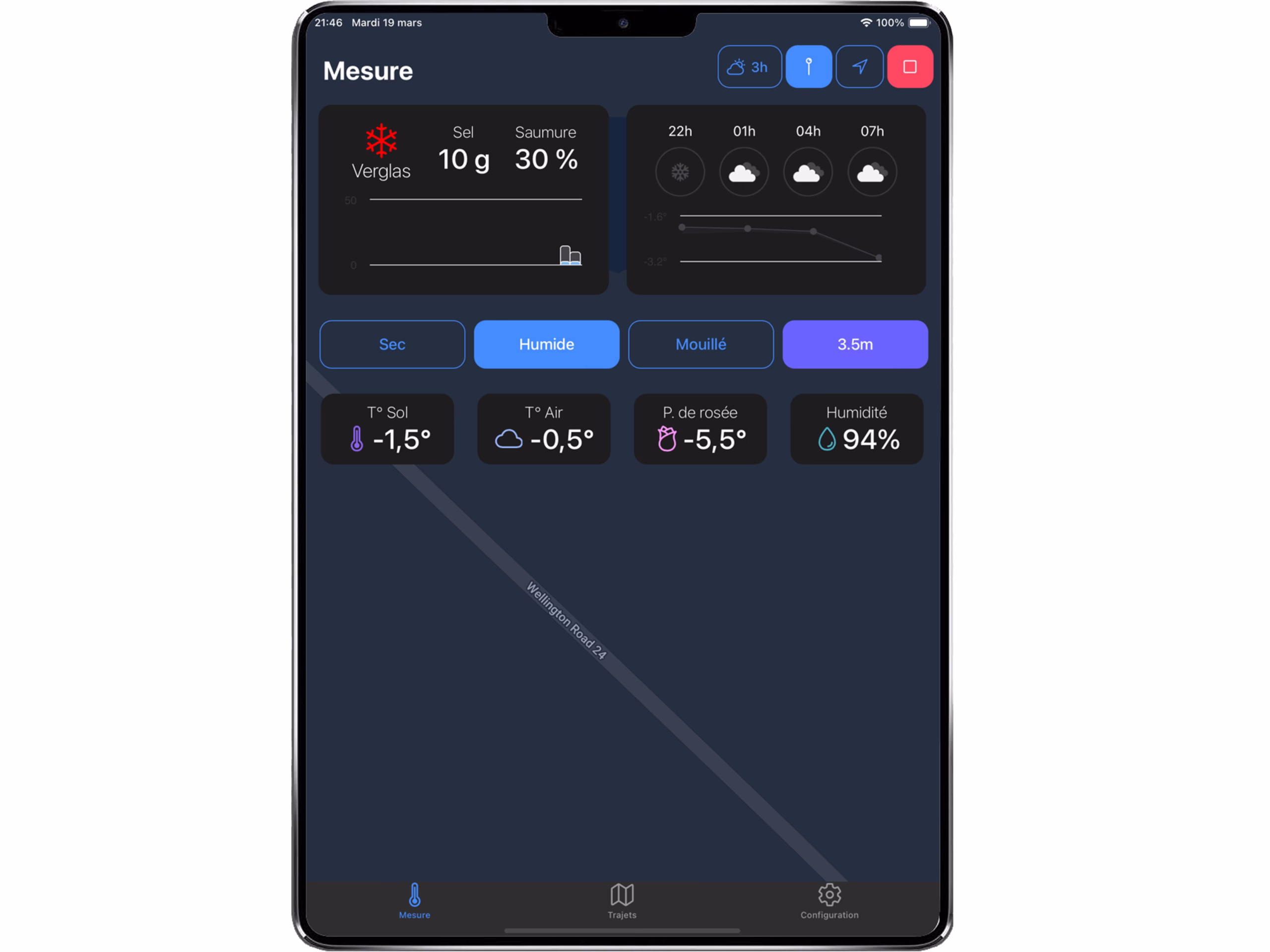 Ecran application Provathermo mode nuit