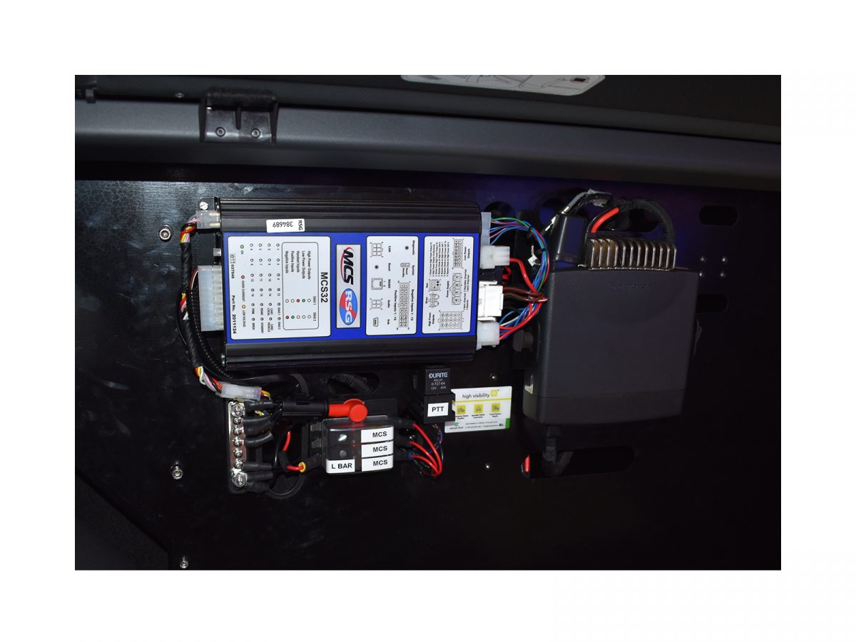 MCS-32 Universal Controller - Main Control Box In Situ Vehicle Interior Top Down