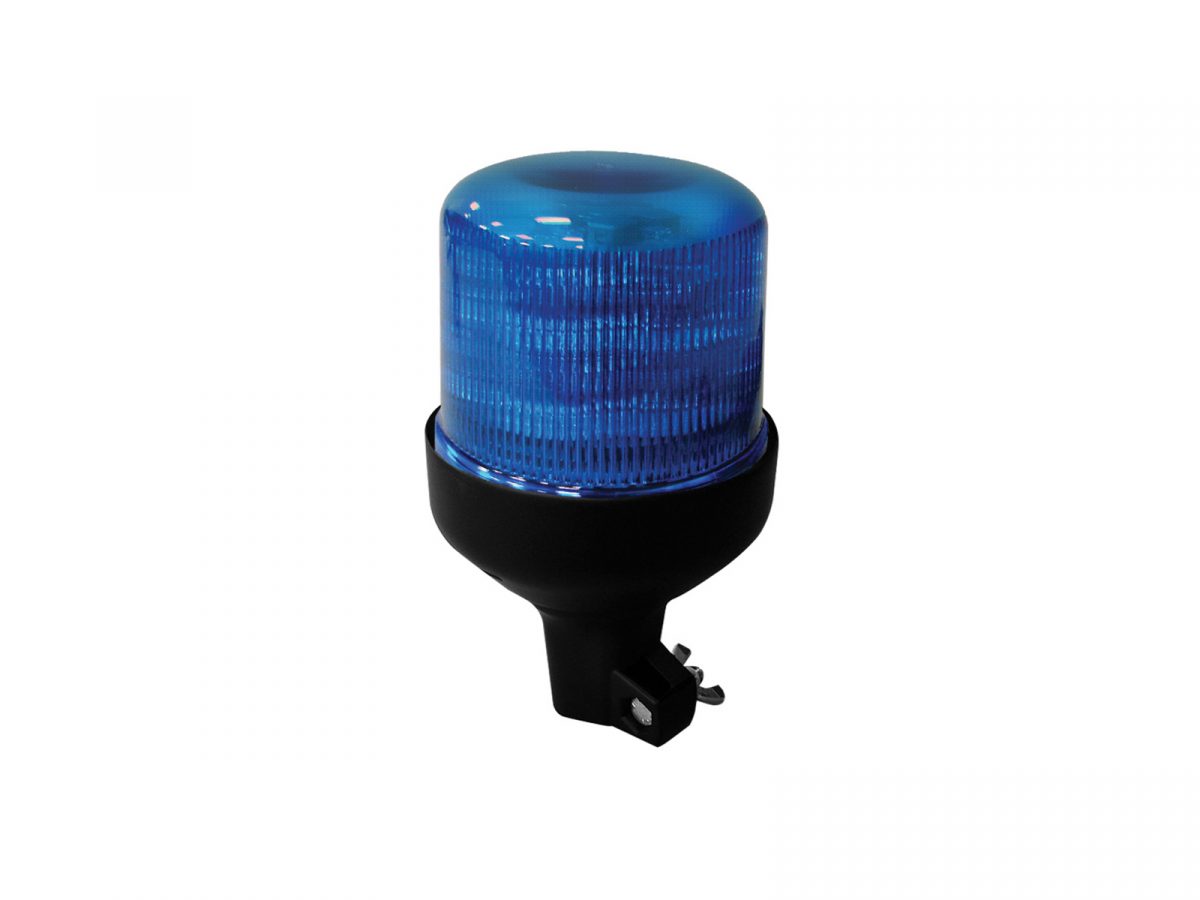 B14 Atom LED Beacon with 14 Built-In Flash Patterns Blue Unlit DIN Pole