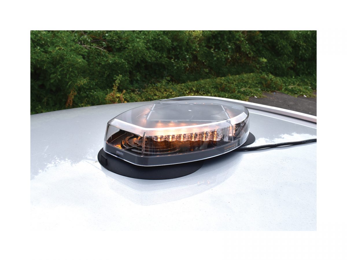 Diamondback LED Mini Lightbar Clear In Situ on Silver Car Roof Magnetic Mount Angle View 3