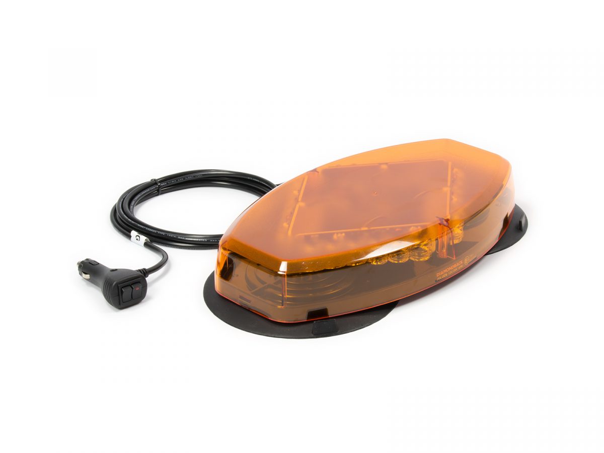 Diamondback LED Mini Lightbar Amber Unlit Angle View Magnetic Vacuum