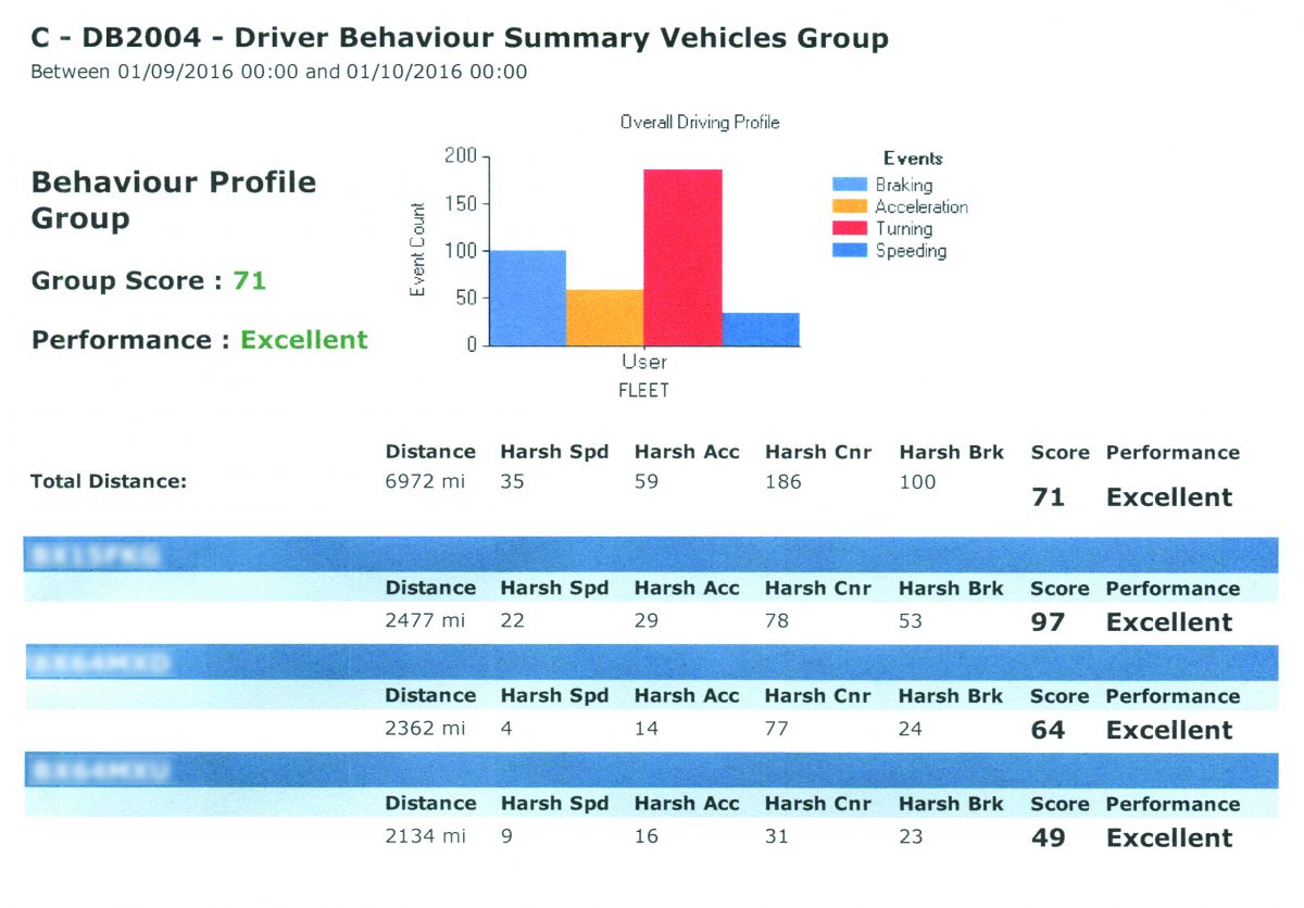 DLH-421 FleetMotus Magna II Driver Behaviour Summary Chart
