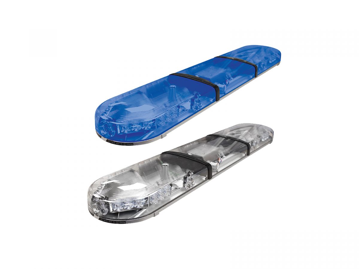 Hurricane LED Lightbar with 3-Way LED Modules Clear and Blue Unlit Angle View