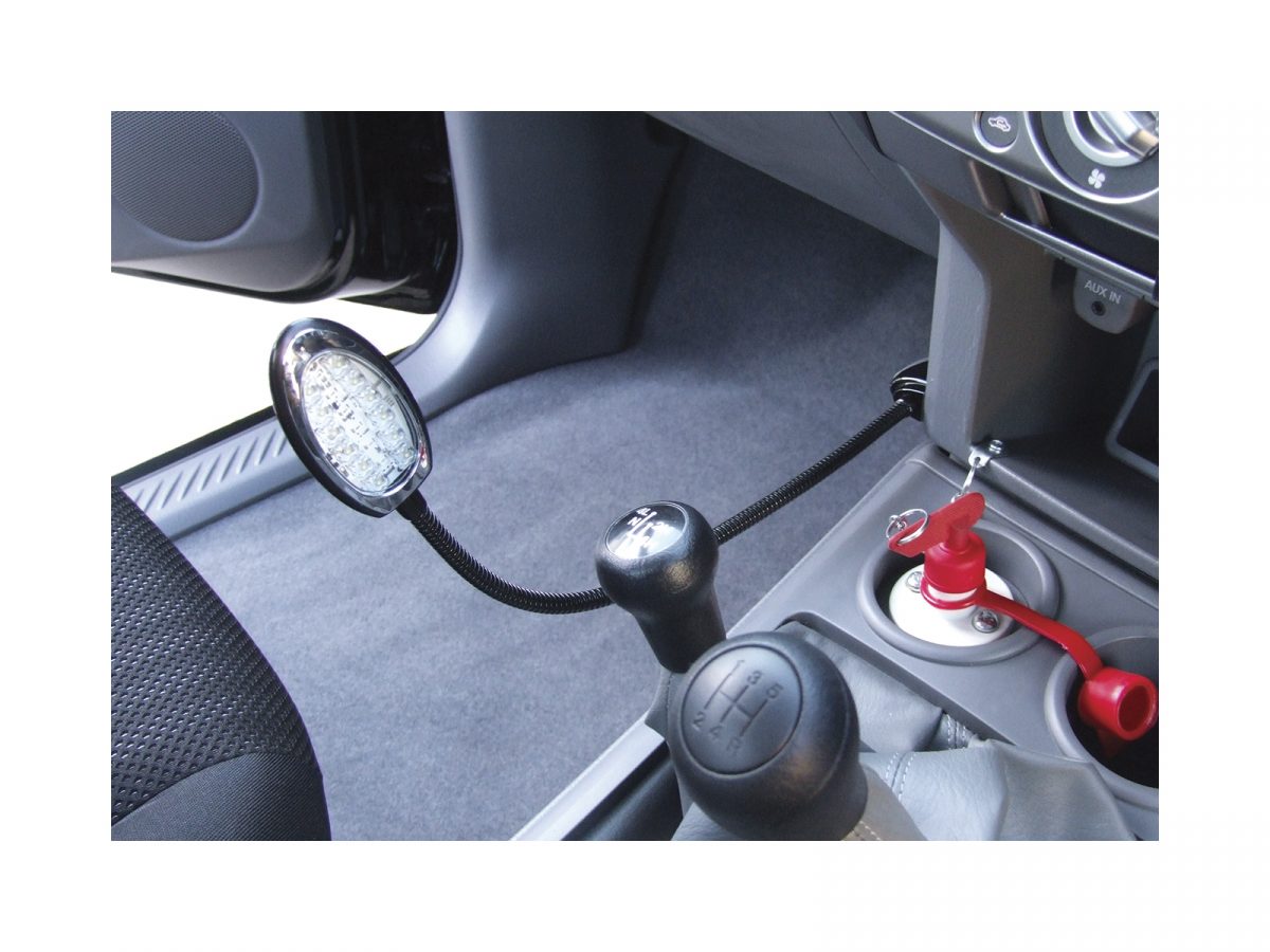 12-LED Map Light with Red Night Light Facility and Flexible Arm Unlit In Situ Vehicle Interior