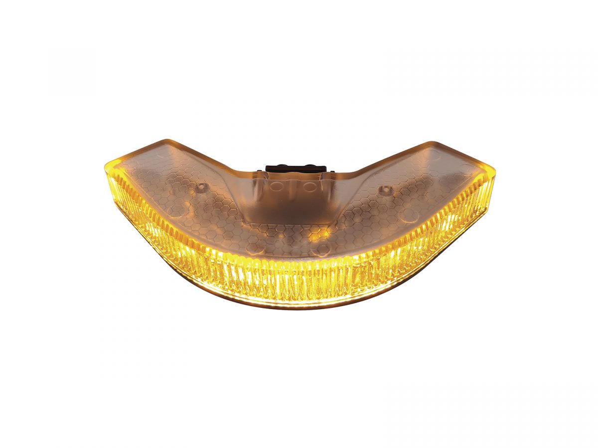 Amber Lens OV9 Corner LED Module Lit with no Cable Top View