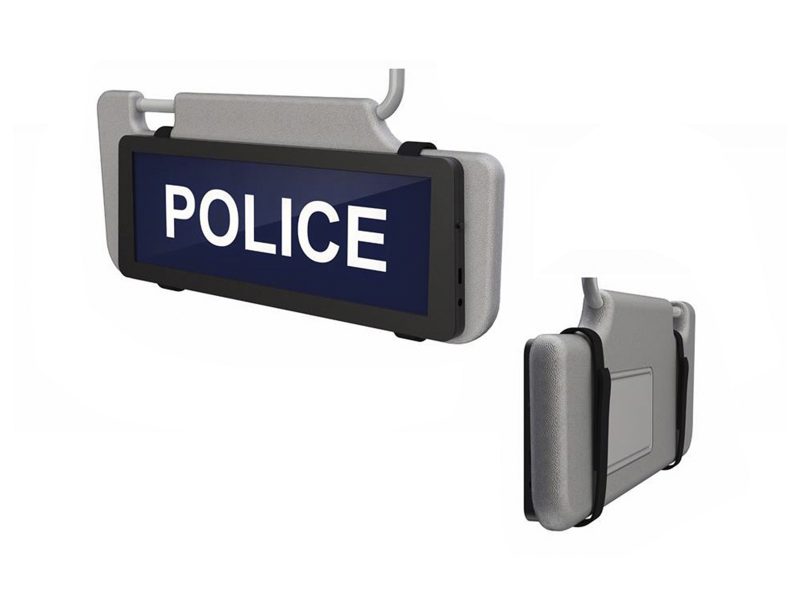 Safe Responder X - LED Visor Sign Police In Situ on Visor White Background