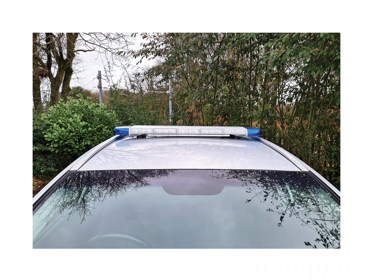W3 Lightbar unlit front view shown on roof of silver car