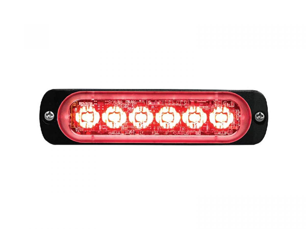Super-Thin Single Colour 6-LED Module Front View Red Lit Horizontal