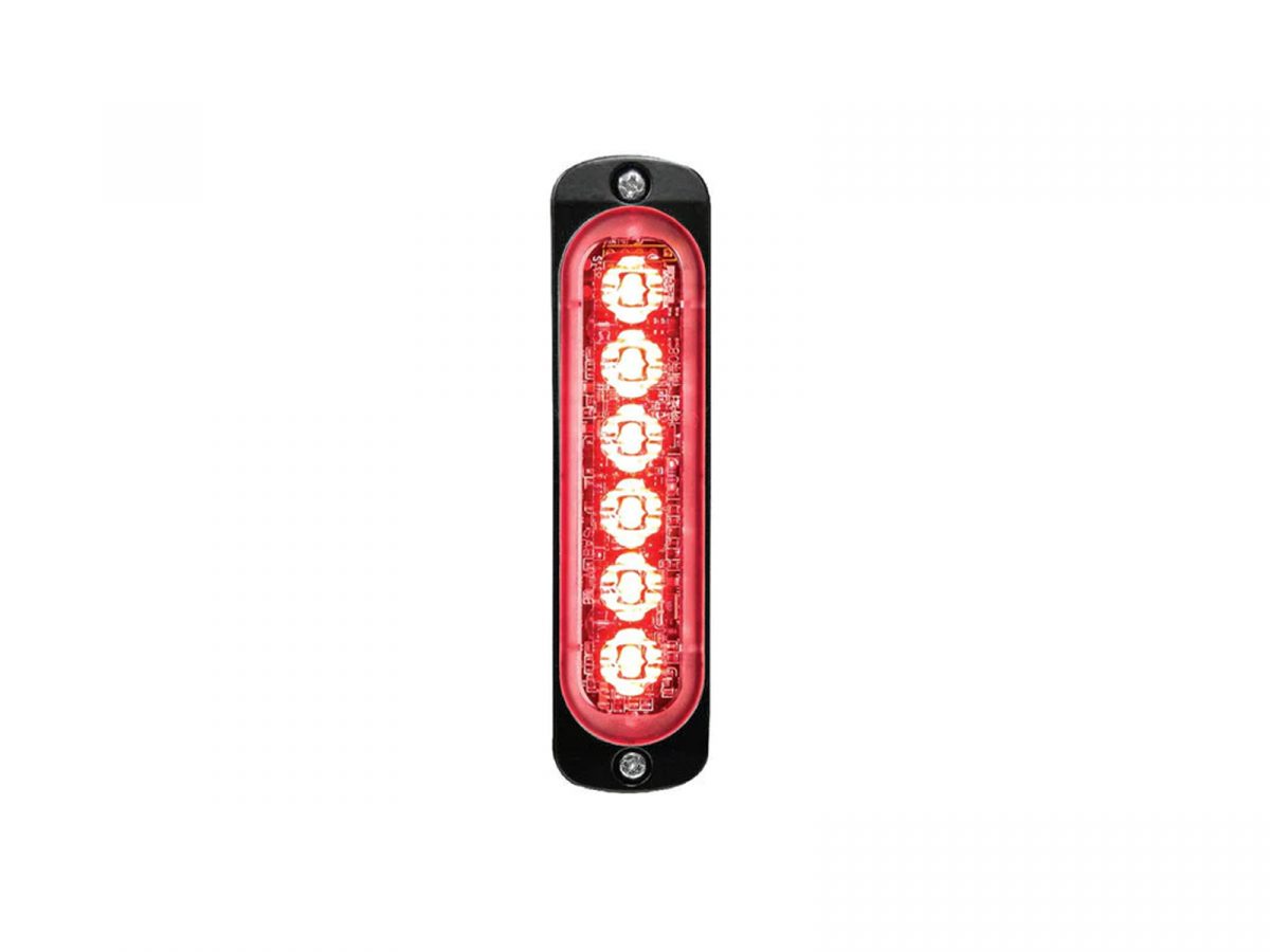Super-Thin Single Colour 6-LED Module Front View Red Lit Vertical