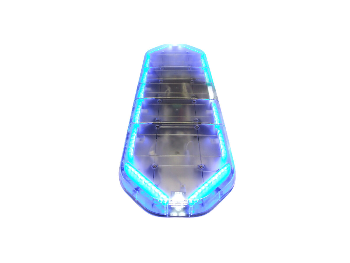 Large Legion LED Lightbar Blue and White Lit Top Side View