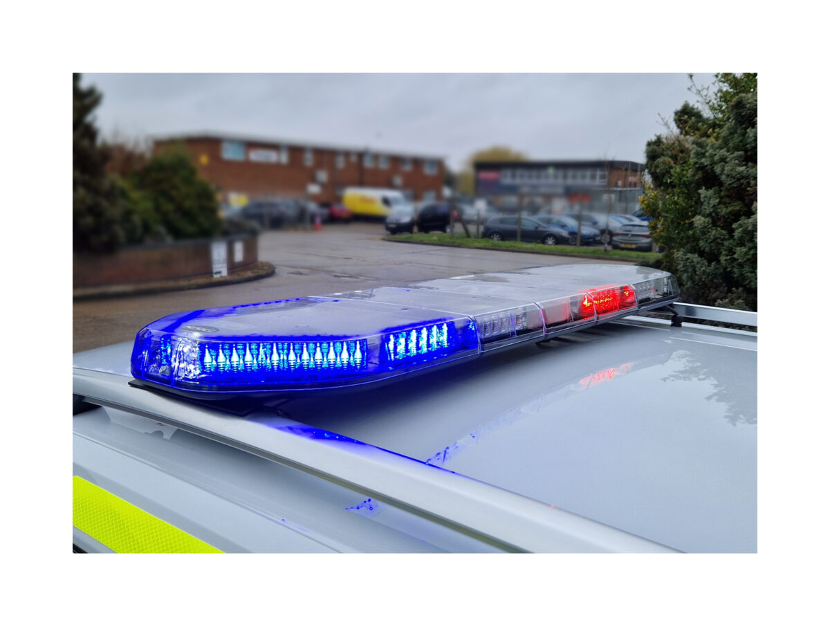 Legion LED Lightbar In Situ Lit Blue Red on Police Car Roof