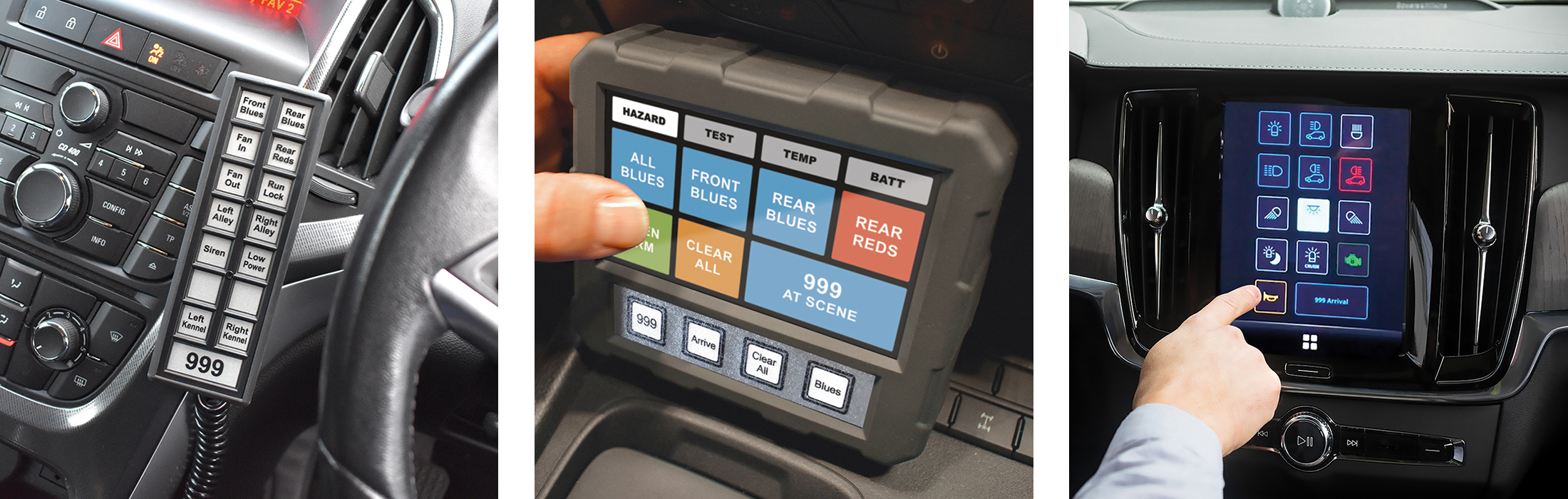 MCS-NX Interface Options Showing T-16 Handset, Touchscreen Controller and CARAT Switch System