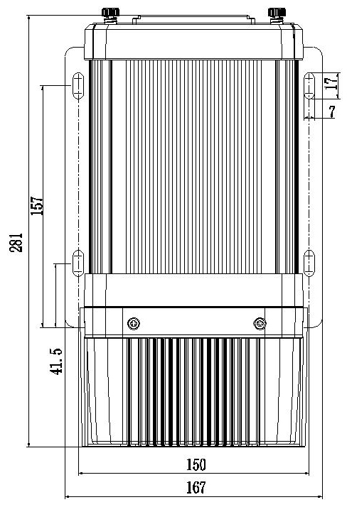 AEX-ST-DVR-X3-1 8 Channel (4 x AHD + 4 x IP) Hard Drive Recorder Dimensions Illustration Showing 281mm Height and 150mm Width