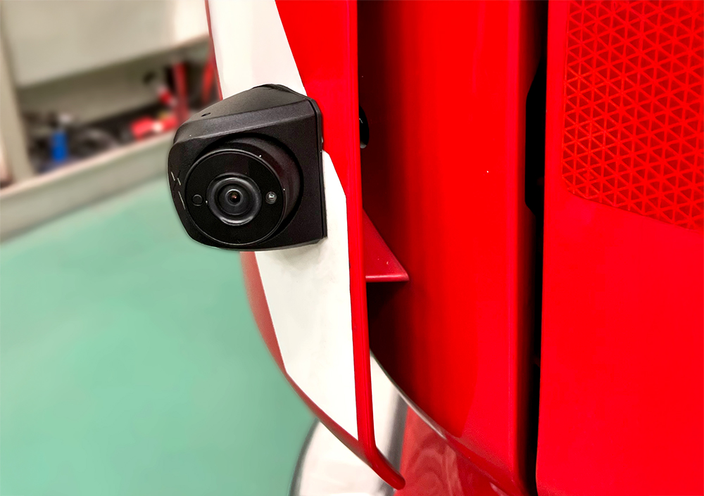 Close up of AEX Mini External Camera on a Fire vehicle.