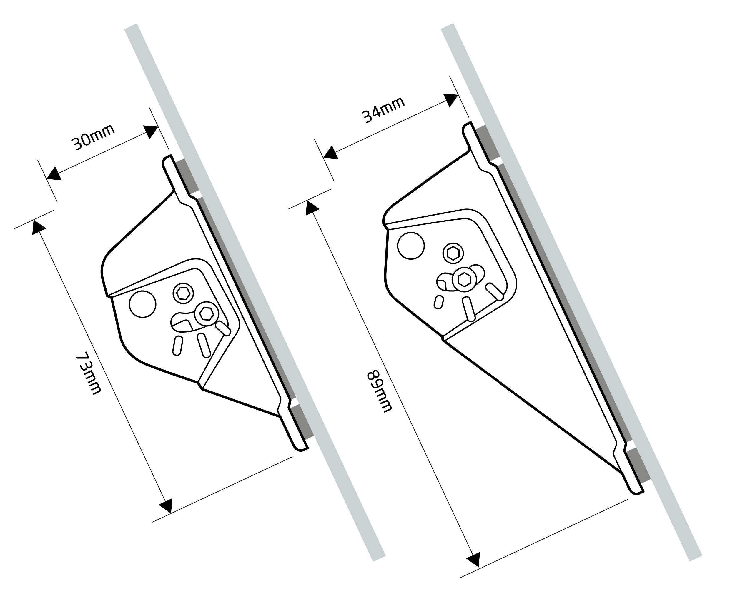 Dimensions drawings for L52 Small and Large Adjustable Shields