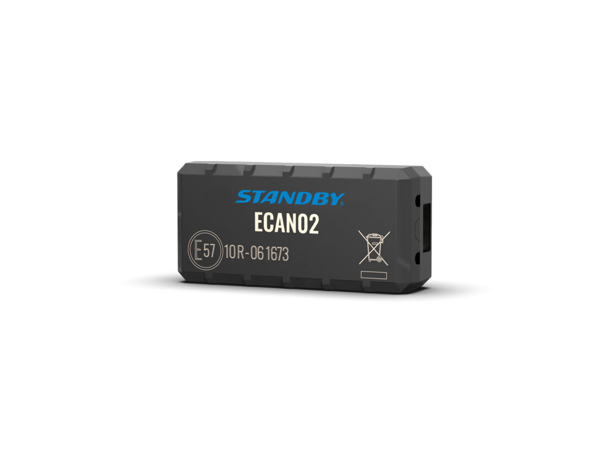 FleetMotus ECAN02 4G device front angle view with shadow underneath