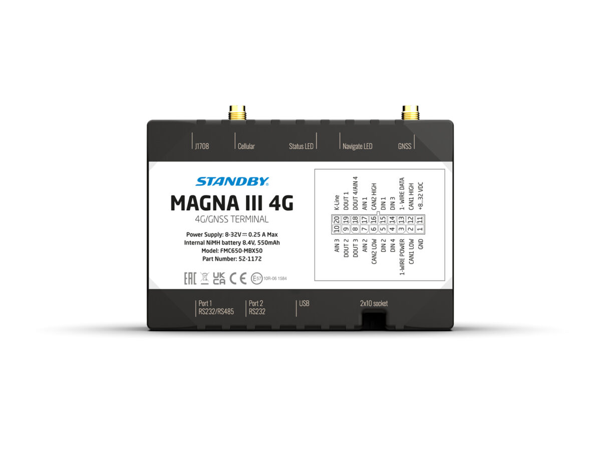FleetMotus Magna III 4G device front view with shadow underneath