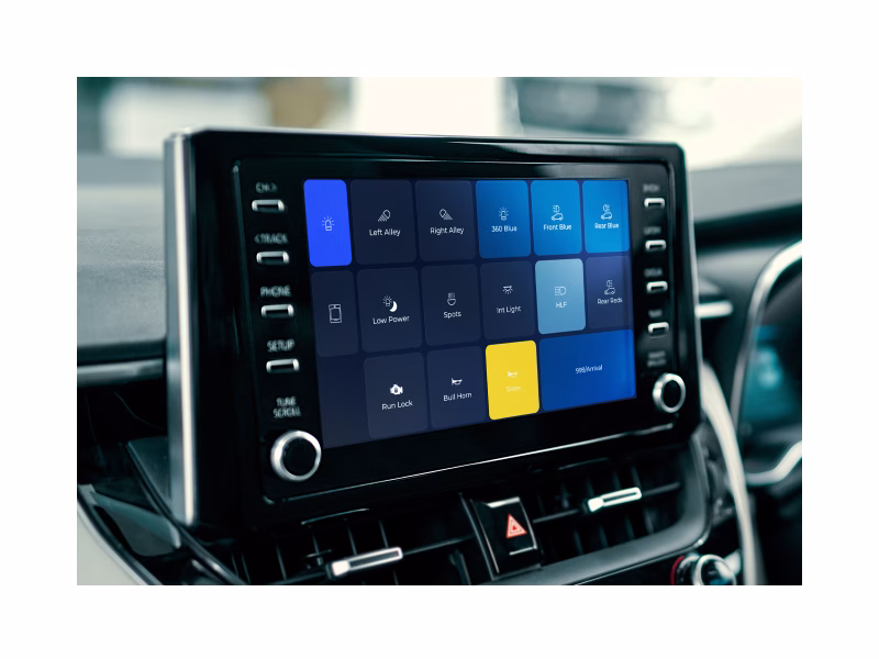 UniScreen OEM Touchscreen integration shown on Toyota Corolla