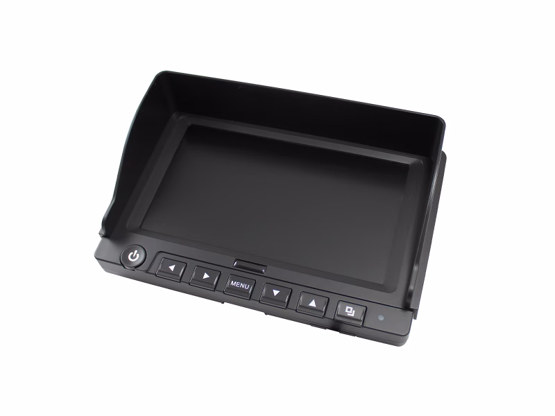 Angle view of the AEX-ST-TSD-7IN 7″ Colour LCD Monitor isolated on a white background