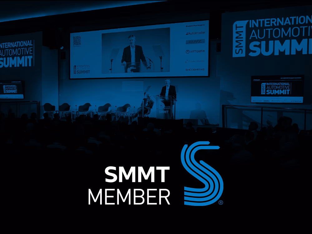 Blue and black graphic of SMMT panel reads 'SMMT Member'.