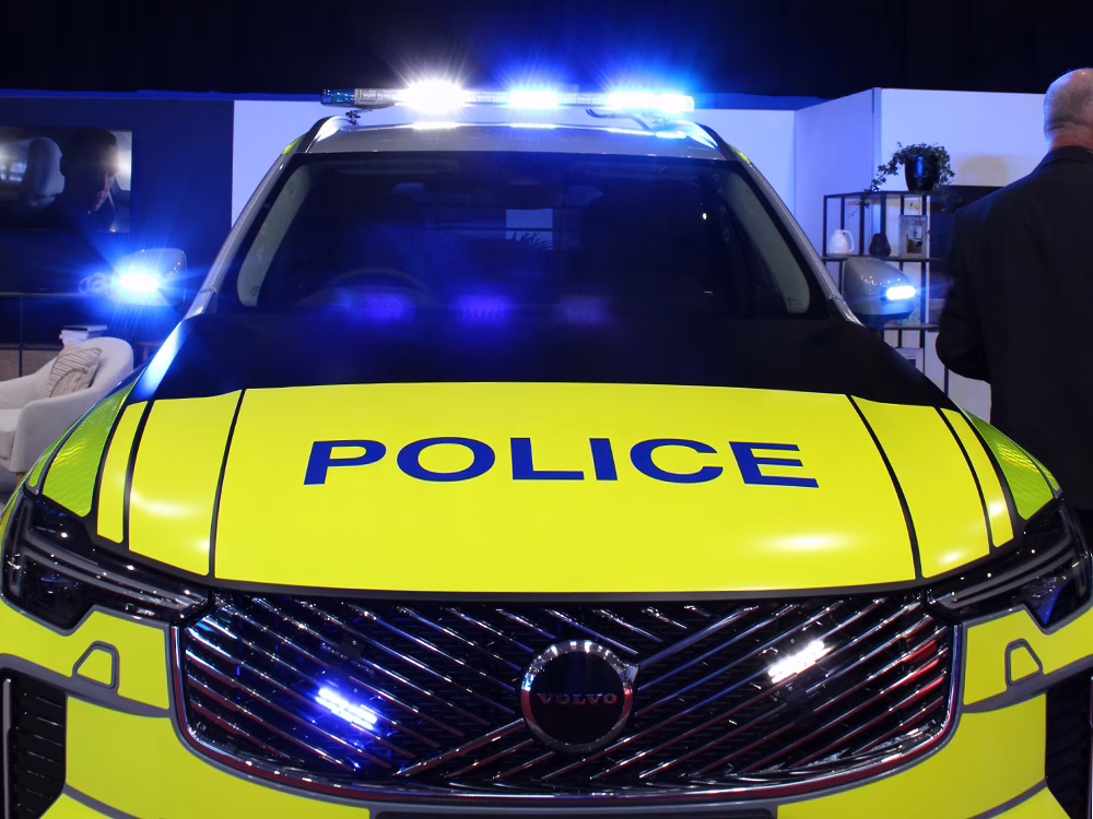 Closely cropped front shot of a Volvo XC90 featuring the Standby W3 Lightbar on the Volvo stand at NAPFM 2026.