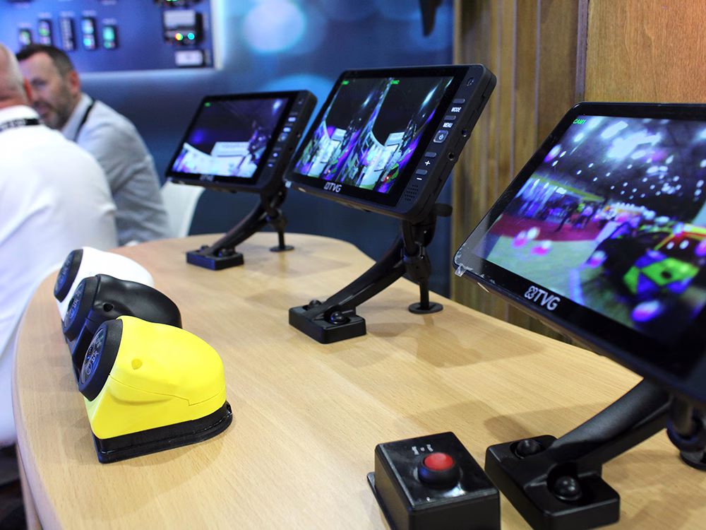 TVG monitors and Oculux cameras on display on the Standby stand at NAPFM 2026.